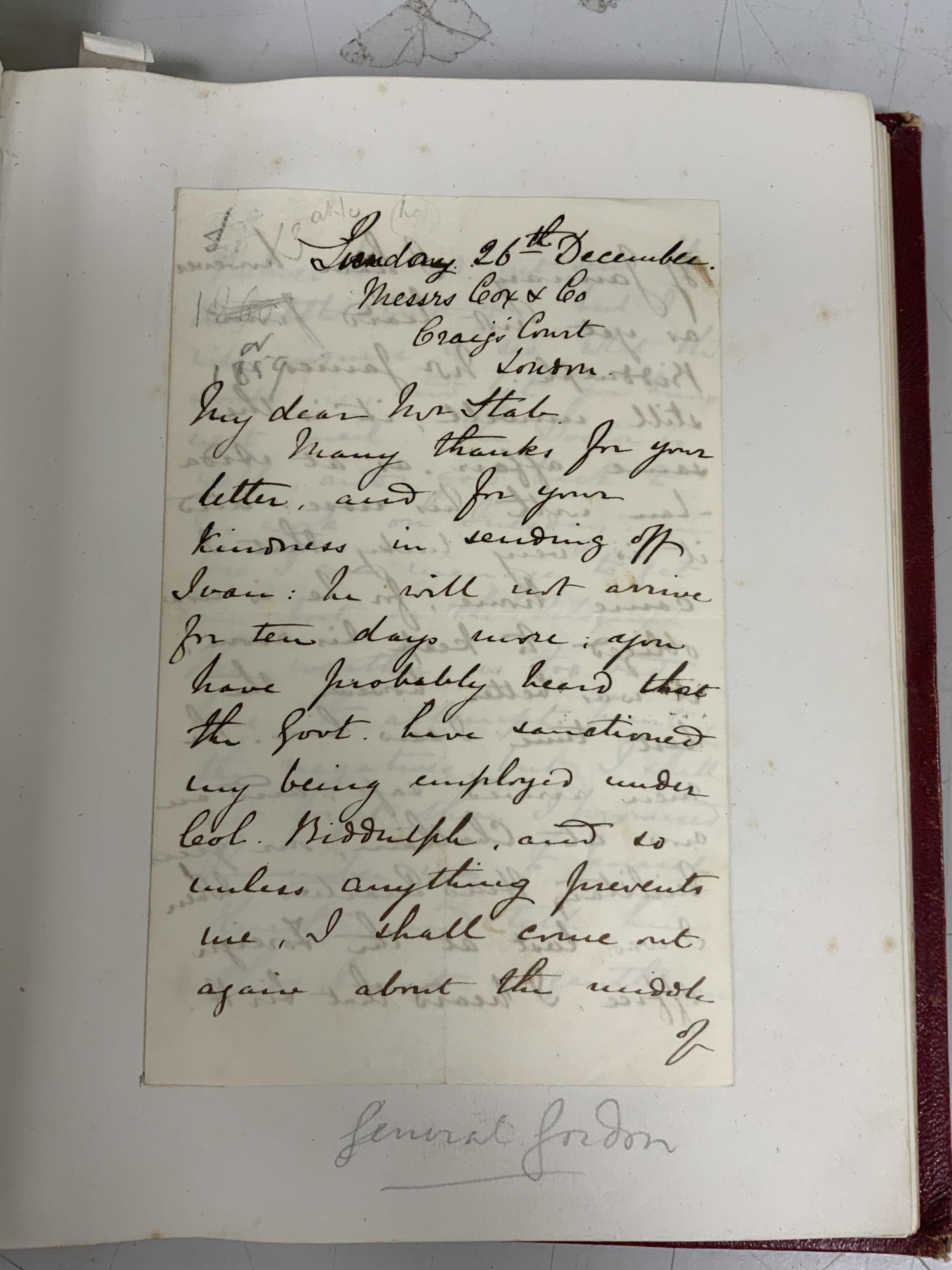 A Victorian autograph book containing a collection of complete letters, partial letters and cut out signatures from leading and influential figures primarily from the second half of the nineteenth century, many of the ex